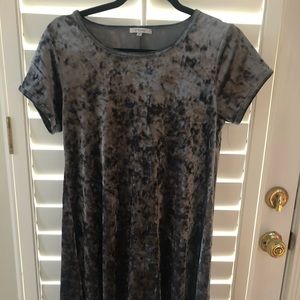 Gray Crushed Velvet Dress